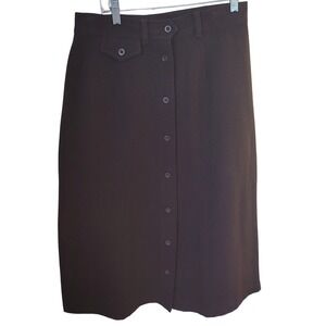 Vintage LL Bean Button Front Skirt Size 14 Petite Purple Cotton Stretch 0AU52